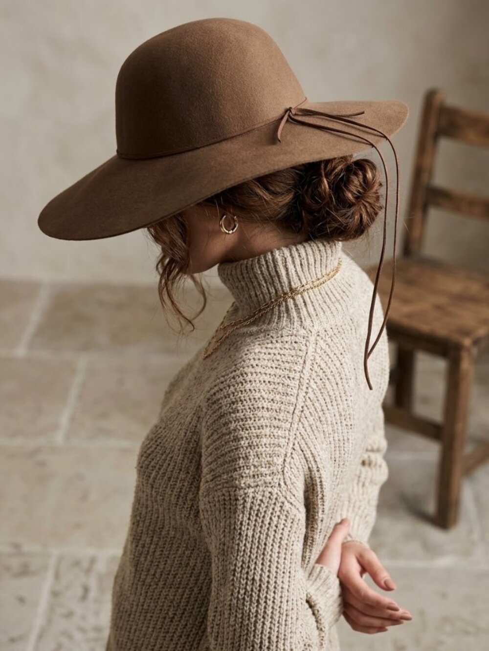 100% Wool Wide Brim Camel/Brown Colored Floppy Hat Unbranded Women’s Boho Hippie